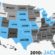 Illustration for article titled Map: Six Decades of the Most Popular Names for Boys, State-by-State